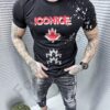 Ανδρικό T-shirt με τύπωμα Iconice-μαύρο-κωδ 241350-24