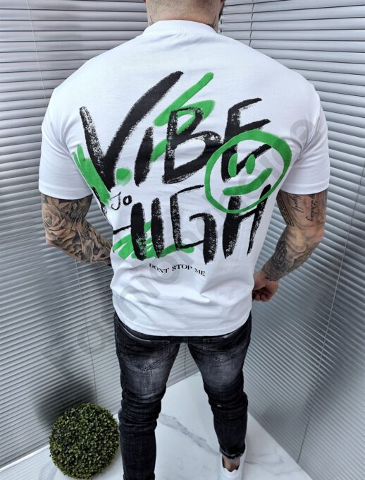 Ανδρικό T-shirt με τύπωμα Vibe-λευκό-κωδ 241350-1