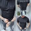 Ανδρικό T-shirt με κεντημένη επιγραφή-μαύρο-κωδ 3147