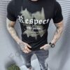Ανδρικό T-shirt με επιγραφή Respect-μαύρο-κωδ 295