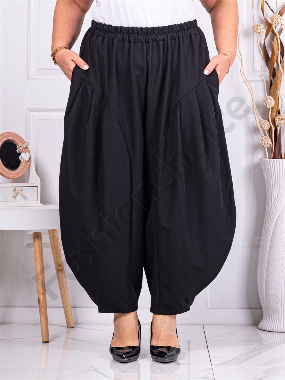 Plus size γυναικείο παντελόνι baloon-μαύρο-κωδ 2909