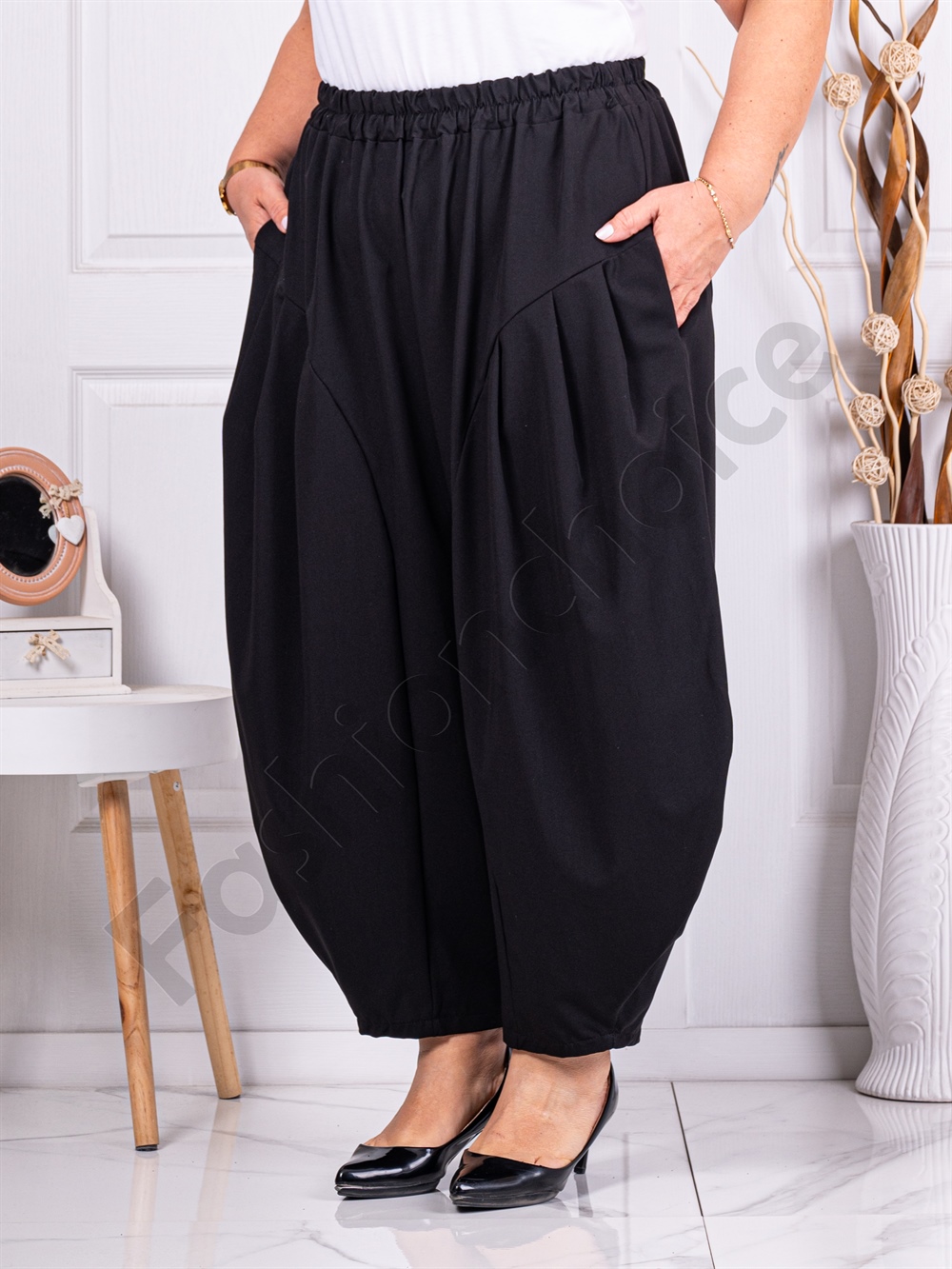 Plus size γυναικείο παντελόνι baloon-μαύρο-κωδ 2909