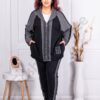 Plus size αθλητικό σετ με ριγέ και στρας-κωδ 4469