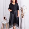 Plus size φόρεμα από συνδυασμό υφασμάτων-μαύρο-κωδ 885