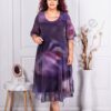Plus size σιφόν φόρεμα-μωβ-κωδ 24237