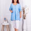 Plus size τουνίκ με διακοσμητικά κουμπιά-γαλάζιο-κωδ 10683-4