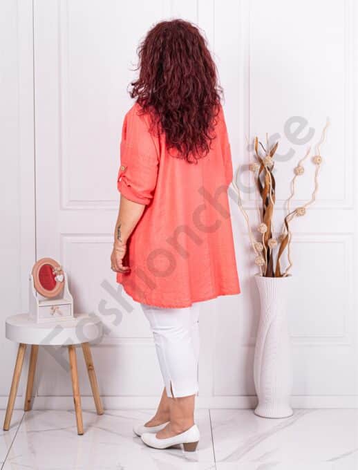 Plus size τουνίκ με διακοσμητικά κουμπιά-κοραλί-κωδ 10683-3