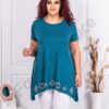 Plus size ασύμμετρη τουνίκ με στρας-πετρόλ-κωδ 9944-3