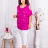 Plus size μπλούζα με άνοιγμα στους ώμους-φούξια-κωδ 9927-2