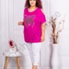 Plus size μπλούζα με άνοιγμα στους ώμους-φούξια-κωδ 9952-3