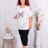 Plus size μπλούζα με άνοιγμα στους ώμους-λευκό-κωδ 9952-2