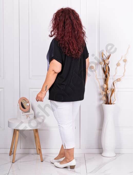Plus size μπλούζα με τύπωμα και στρας-μαύρο-κωδ 2686