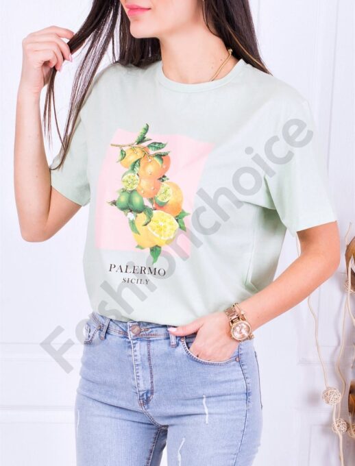 T-shirt με τύπωμα και στρας-βεραμάν-κωδ 1130-49