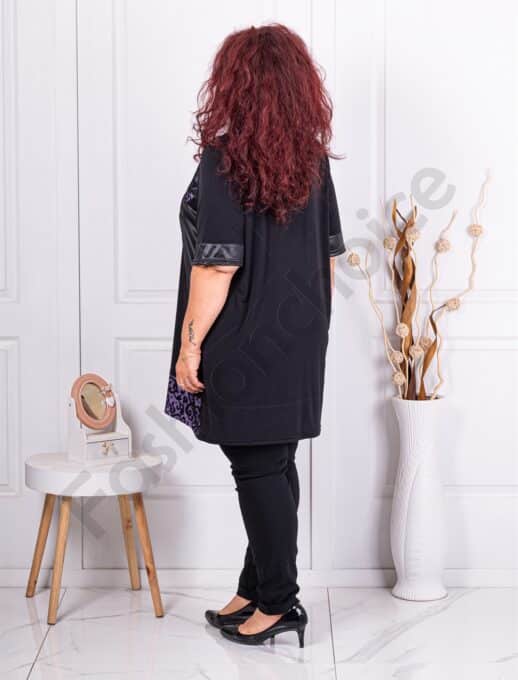 Plus size τουνίκ με βελούδινα μοτίβα-λιλά-κωδ 1407-1