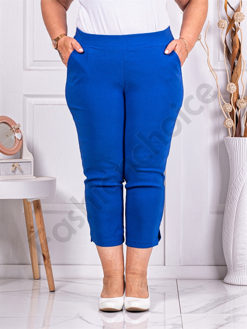 Plus size παντελόνι κάπρι σε μπλε ρουά-κωδ 24238-8