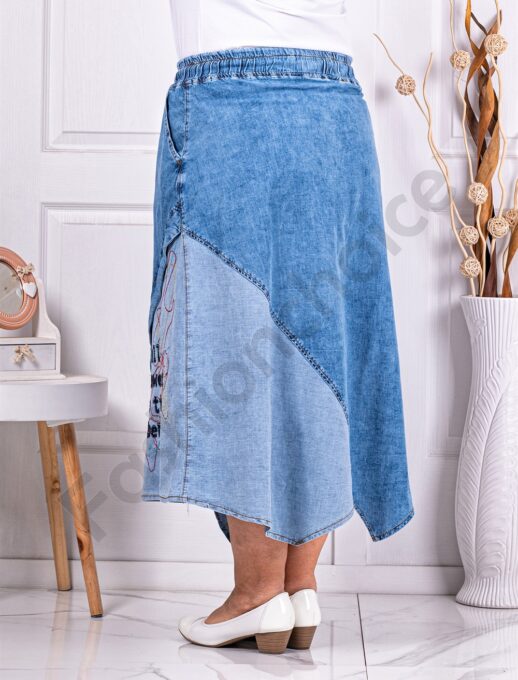 Plus size ασύμμετρη τζιν φούστα-κωδ 4010