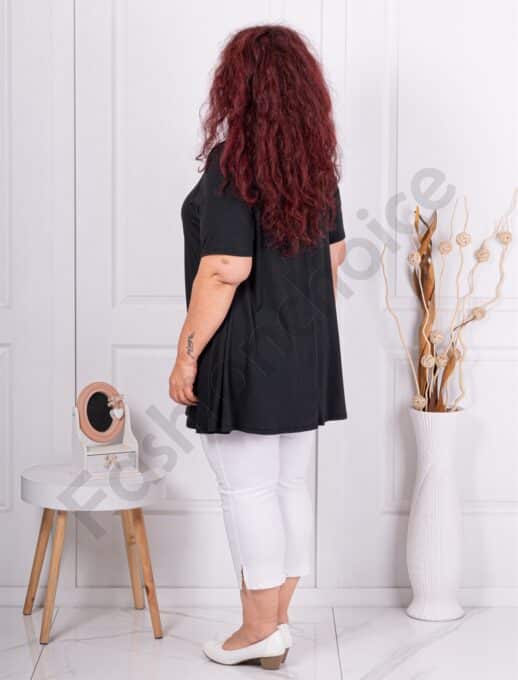 Plus size τουνίκ με τρία ξύλινα κουμπιά-μαύρο-κωδ 1683