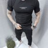 Ανδρικό σετ παντελόνι και T-Shirt με επιγραφή-μαύρο-κωδ 4012