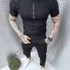 Ανδρικό σετ παντελόνι και T-Shirt με κεντημένη επιγραφή-μαύρο-κωδ 7228