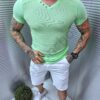 Ανδρικό βαμβακερό V-neck t-shirt-πράσινο-κωδ 1324-3