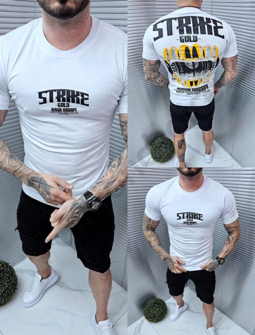 Ανδρικό T-shirt με τύπωμα Strike-λευκό-κωδ 7080-1