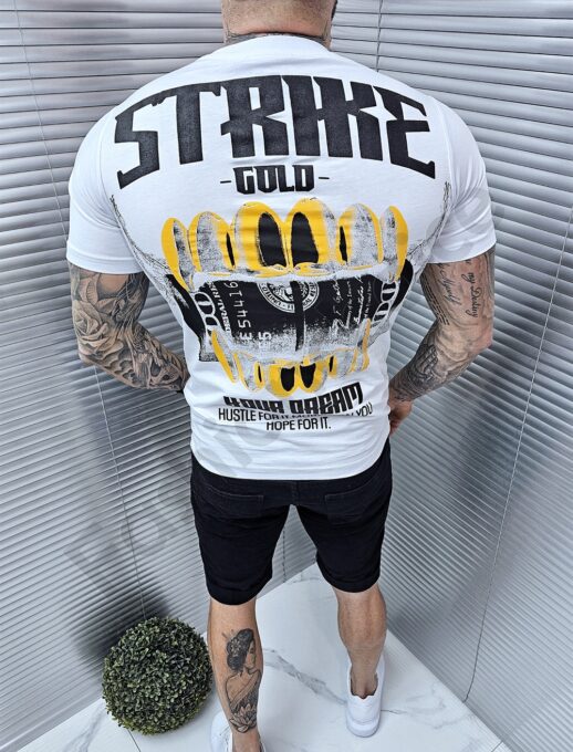 Ανδρικό T-shirt με τύπωμα Strike-λευκό-κωδ 7080-1