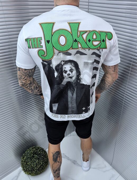 Ανδρικό Oversize T-shirt με τύπωμα The Joker-λευκό-κωδ 3240-1