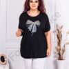 Plus size μπλούζα με φιόγκο από παγιέτα και στρας-μαύρο-κωδ 9933