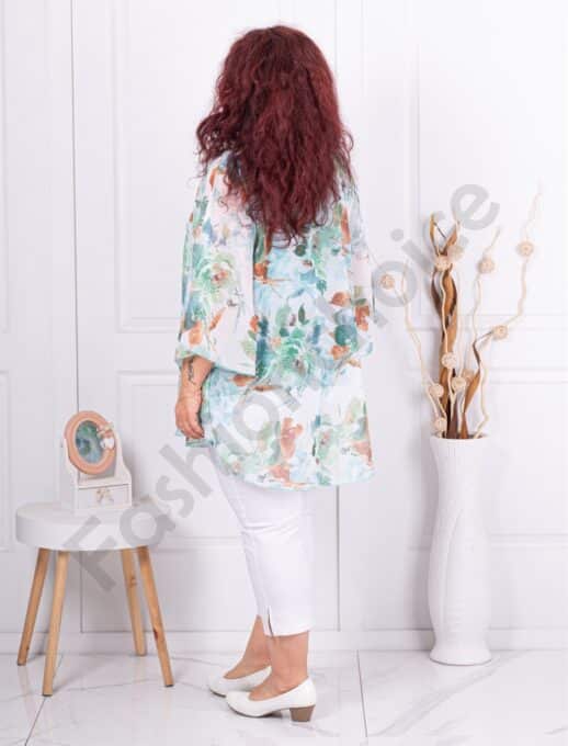 Plus size σιφόν τουνίκ Floral-πράσινο-κωδ 24236-10