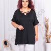 Plus size μπλούζα με χιαστί ντεκολτέ-μαύρο-κωδ 1813