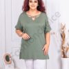 Plus size μπλούζα με χιαστί ντεκολτέ-χακί-κωδ 1813-6