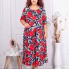 Plus size φόρεμα με πουά και παπαρούνες-κωδ 24824-4