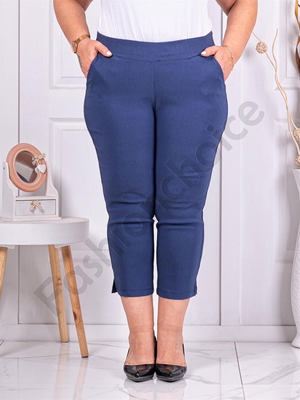 Plus size παντελόνι κάπρι-μπλε-κωδ 24238-11