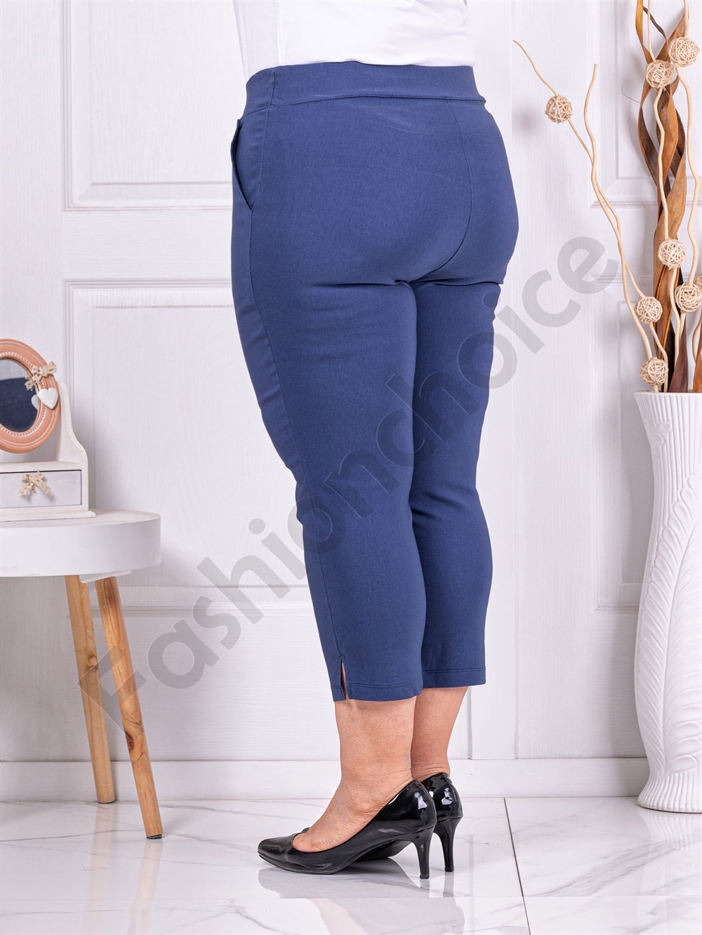Plus size παντελόνι κάπρι-μπλε-κωδ 24238-11