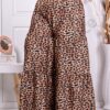 Plus size παντελόνι σε φαρδιά γραμμή με λεοπάρ σχέδιο-καφέ-κωδ 3300