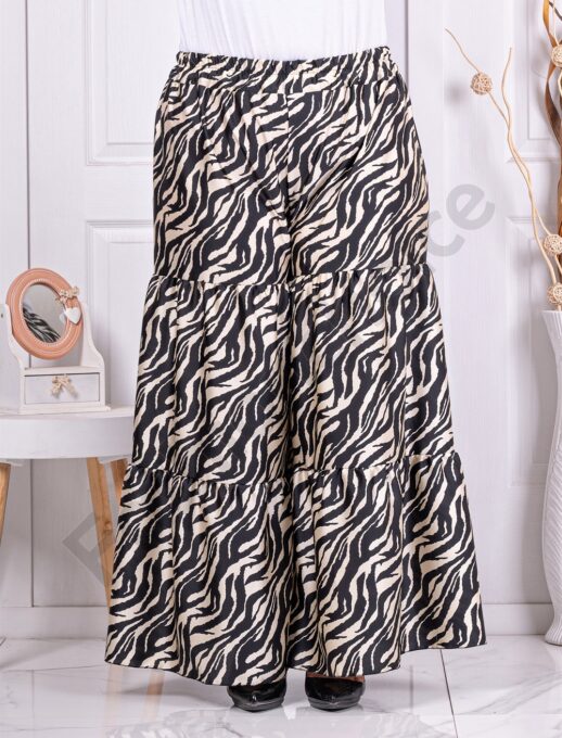 Plus size παντελόνι σε φαρδιά γραμμή με ασπρόμαυρο σχέδιο-κωδ 3300-2