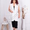 Plus size κομψό μακρύ γιλέκο-λευκό-κωδ 3268-6