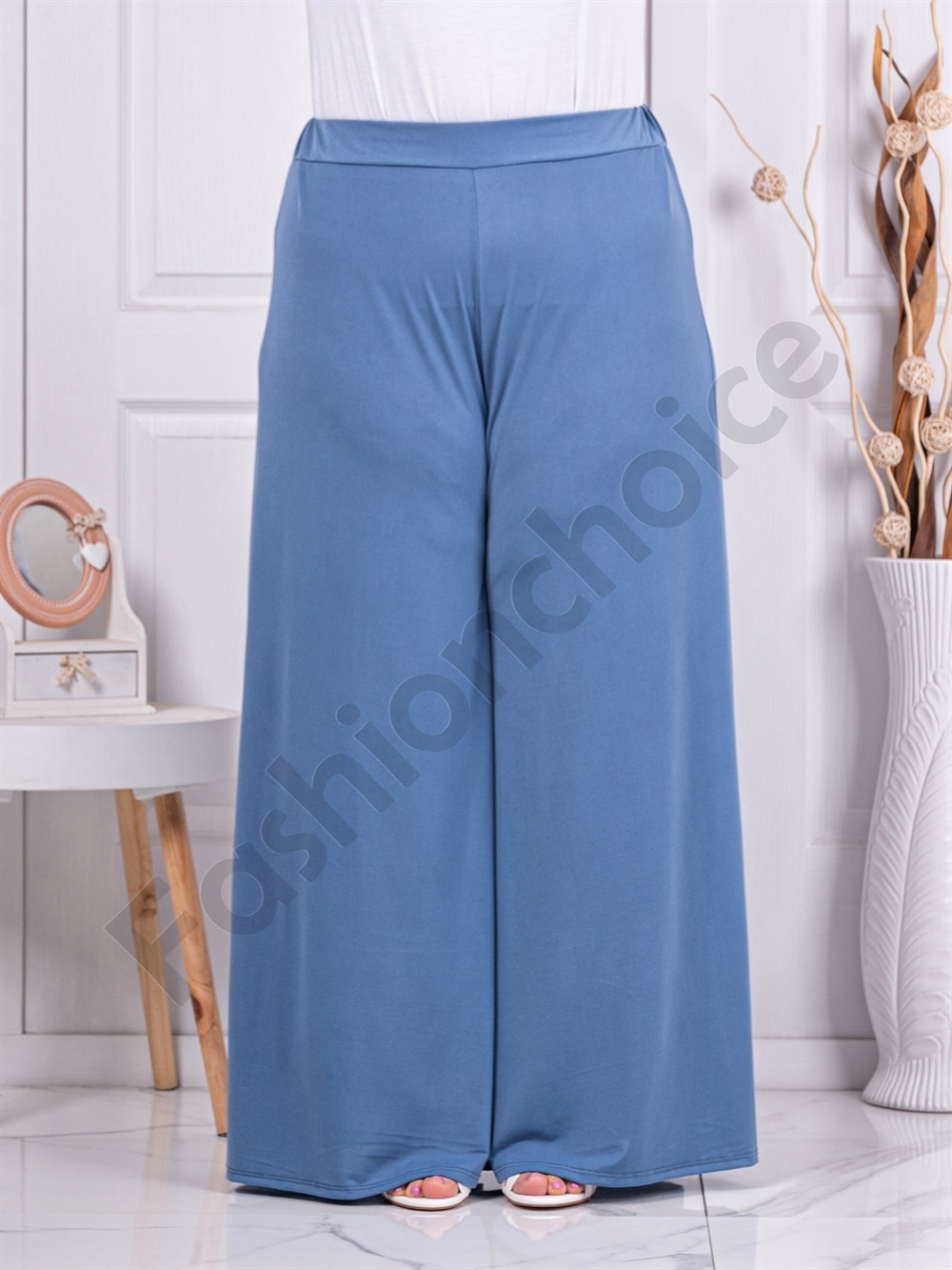 Plus size ψηλόμεση παντελόνα-μπλε-κωδ 5359-4