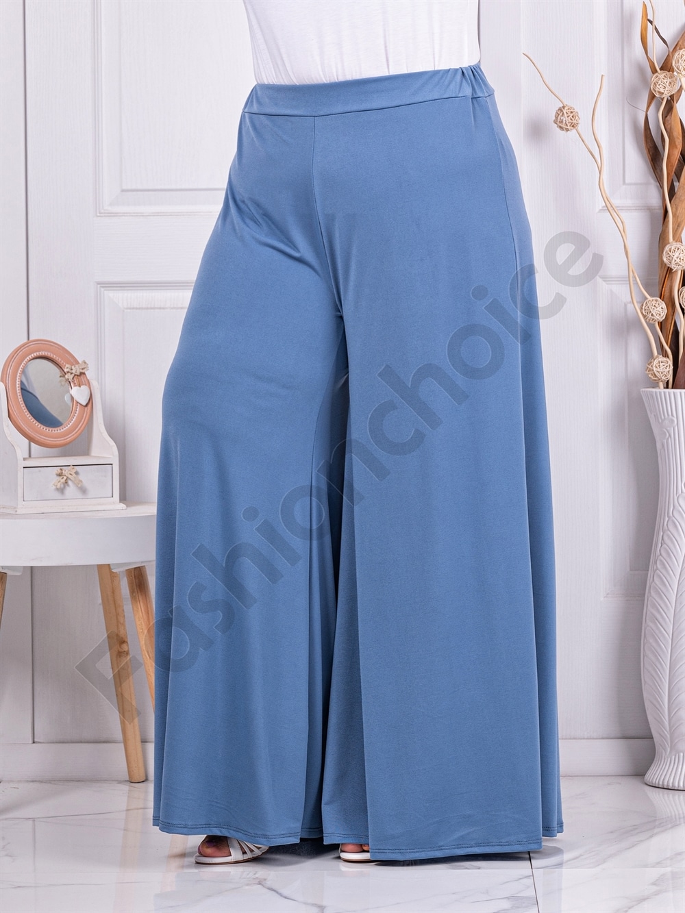 Plus size ψηλόμεση παντελόνα-μπλε-κωδ 5359-4