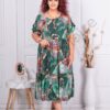 Plus size πολύχρωμο φόρεμα με βολάν-σμαράγδι-κωδ 3665-1