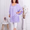 Plus size βολάν τουνίκ με τσαλακωμένη υφή-λιλά-κωδ 6592-2