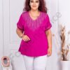 Plus size μπλούζα με χάντρες και στρας-φούξια-κωδ 2851-3