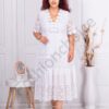 Plus size V-neck φόρεμα με δαντέλα-λευκό-κωδ 4274-1