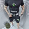 Ανδρικό σετ T-Shirt και βερμούδα με επιγραφές-μαύρο-κωδ 2502