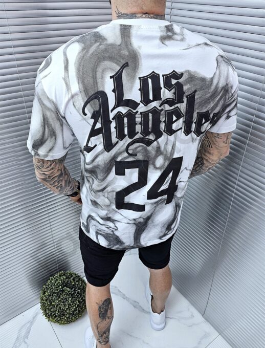 Ανδρικό Oversize T-shirt με τύπωμα Los Angeles-λευκό-κωδ 3067-1