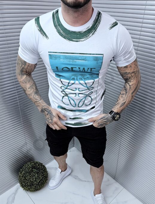 Ανδρικό T-shirt με τύπωμα-λευκό-κωδ 7125-1