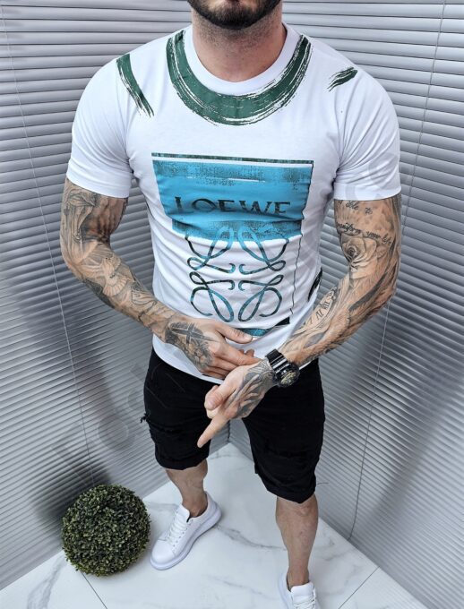 Ανδρικό T-shirt με τύπωμα-λευκό-κωδ 7125-1