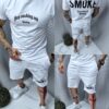 Ανδρικό σετ T-Shirt και βερμούδα Smuke-λευκό-κωδ 5085-2