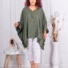 Plus size τουνίκ πόντσο με βολάν και δώρο κολιέ-χακί-κωδ 8409-2