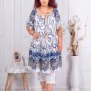 Plus size μακρύ τουνίκ με βολάν-μπλε-κωδ 2478-1